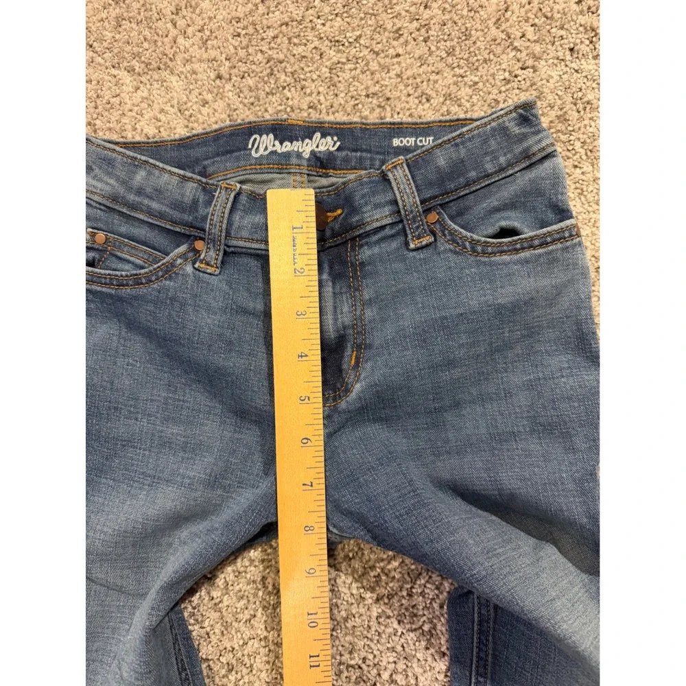 Wrangler Jeans Girls 12 Regular Blue Boot Cut Stretch Denim Embroidered Pockets